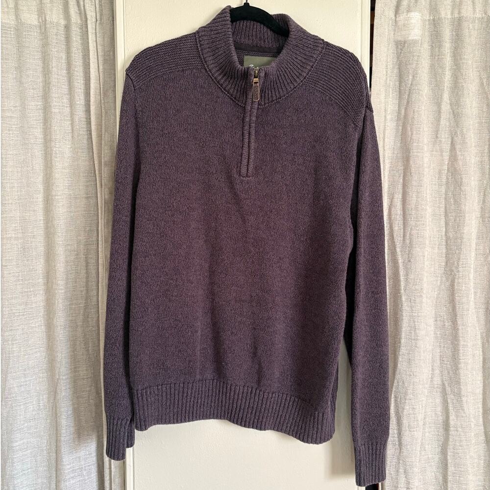 Eddie Bauer 1/4 Zip 100% Cotton Sweater | L | Gray